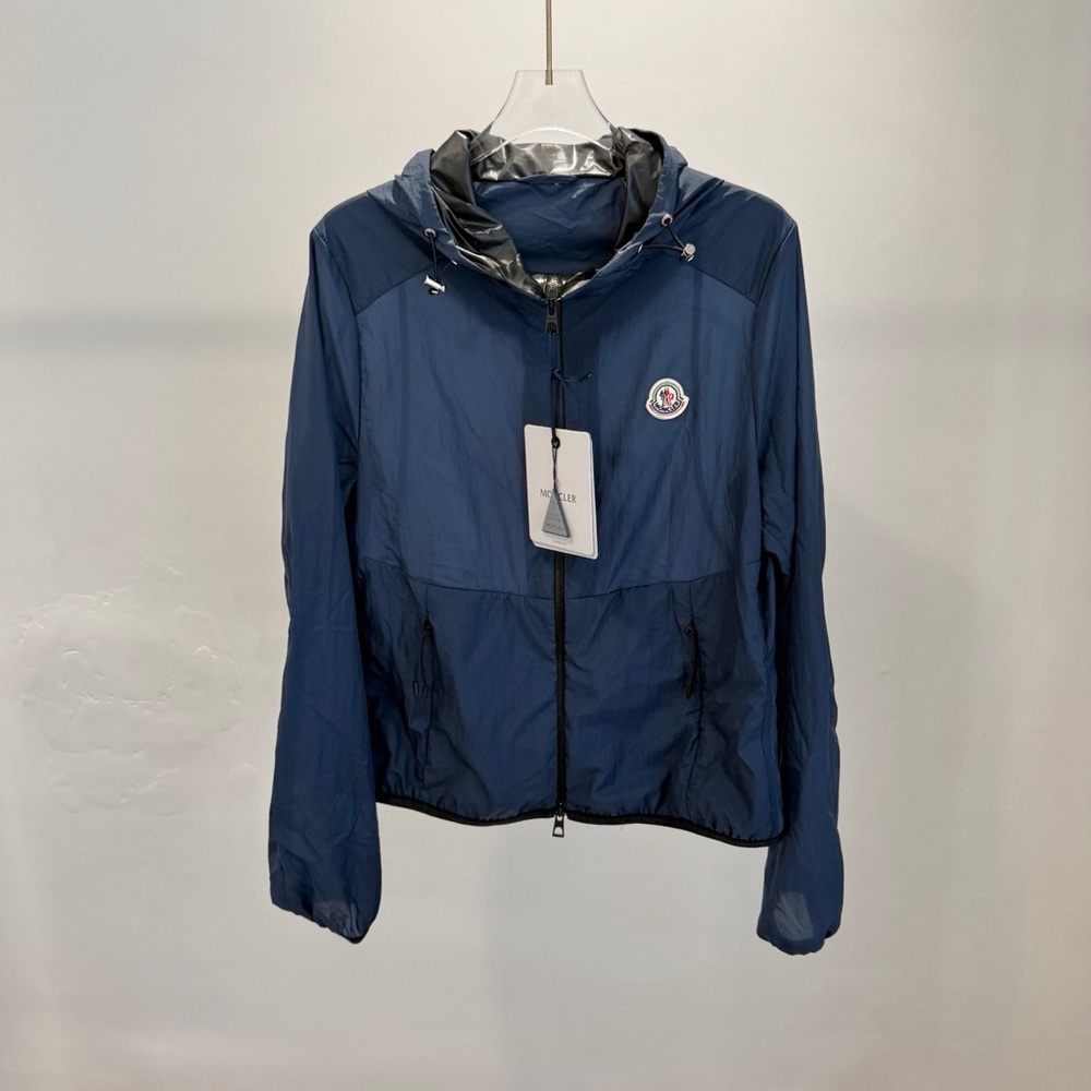Moncler Navy Hooded Packable Windbreaker Jacket